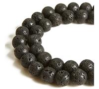 60pcs 6mm Black Lava Beads Natural Gemstone Beads Round Loose Beads for Jewelry Making