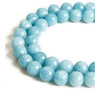 60pcs 6mm Deep Aquamarine Beads Natural Gemstone Beads Round Loose Beads for Jewelry Making