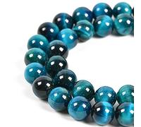 60pcs 6mm Natural Aquamarine Tiger's Eye Gemstone Round Spacer Loose Stone Beads for Jewelry Making 15.5" 1 Strand