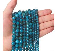 60pcs 6mm Natural Blue Apatite, Energy Crystal Healing Power Gemstone, for Jewelry Making, DIY Bracelet Necklace