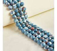 60pcs 6mm Natural Blue Rain Flower Beads Gemstone Round Loose Beads for Jewelry Making
