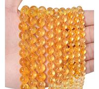 60pcs 6mm Natural Citrine Gemstone Beads, Energy Healing Crystal Round Loose for Jewelry Making, DIY Bracelets Necklaces