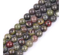 60pcs 6mm Natural Dragon Blood Stone Beads Round Loose Gemstone Beads for Jewelry Making Strand 15 Inch