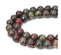60pcs 6mm Natural Dragon Blood Stone Gemstone Beads Energy Healing Crystal Round Loose Stone Beads for Jewelry Making, DIY Bracelets Necklaces,U10-AC3583