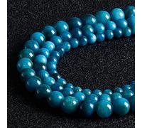 60pcs 6mm Natural Gemstone Beads Blue Apatite Beads Round Loose Beads for Jewelry Making with Crystal Stretch Cord