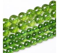 60pcs 6MM Natural Green Peridot Crystal Beads for Jewelry Making Round Loose Spacer Crystal Energy Healing Power Stone Beads DIY Bracelet Necklace Accessories (Green Peridot Crystal, 6mm)