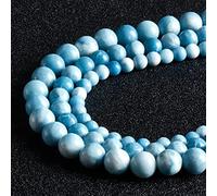 60pcs 6mm Natural Larimar Beads Round Gemstone Beads Loose Beads for Jewelry Making with Crystal Stretch Cord