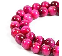 60pcs 6mm Natural Magenta Tiger's Eye Gemstone Round Spacer Loose Stone Beads for Jewelry Making 15.5" 1 Strand