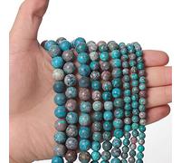 60pcs 6mm Natural Stone Beads American Turquoise Beads Energy Crystal Healing Power Gemstone for Jewelry Making, DIY Bracelet Necklace
