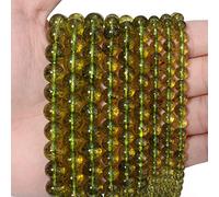 60pcs 6mm Peridot Jade Loose Beads, Natural Semi Precious Round Smooth Gemstone Spacer, Charms for Necklaces Bracelets