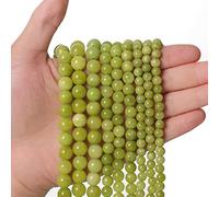 60pcs 6mm Peridot Loose Beads for Jewelry Making, Natural Semi Precious Beads Round Smooth Gemstone Spacer Beads Charms for Necklaces Bracelets