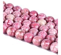 60PCS 6mm Pink Jasper Gemstone Round Loose Beads Chrysanthemum Stone Crystal Energy Stone Healing Power Beads for Jewelry Making 15" a Strand