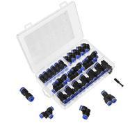60Pcs 6mm Pneumatic Quick Fittings Kit, Push to Connect Air Line Connectors | Straight, Elbow, Tee and Y Splitter Pneumatic Fittings for PU, Nylon and PE Tubes, Leak-Proof, 0-10 Bar