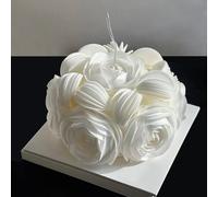 60PCS/80PCS Wafer Paper Round Pieces 3D Spherical Cake Edges Rice Paper Swan Rose Flower Round Cupcake Decoration Inserts (60, White, small)