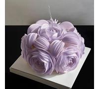 60PCS/80PCS Wafer Paper Round Pieces 3D Spherical Cake Edges Rice Paper Swan Rose Flower Round Cupcake Decoration Inserts (80, Purple, Large)