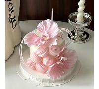 60PCS/80PCS Wafer Paper Round Pieces 3D Spherical Cake Edges Rice Paper Swan Rose Flower Round Cupcake Decoration Inserts (80, Pink, Large)