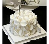 60PCS/80PCS Wafer Paper Round Pieces 3D Spherical Cake Edges Rice Paper Swan Rose Flower Round Cupcake Decoration Inserts (80, White, Large)