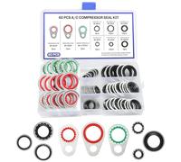 60PCS A/C O Ring Kit,Air Conditioning Compressor Gasket Seals,O Ring Assortment Kit for Air Conditioning Parts Replacement, Unniversal AC Gasket Kit with 9 Sizes of O Rings Fits Most Cars