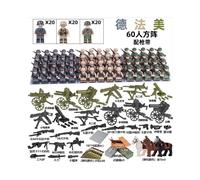 (60PCS-A) War II the British and German armies Desert Military Sodiers Weapons Minifigures Kids Toys Gifts Fit Lego