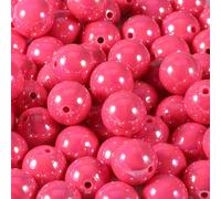 60Pcs Acrylic Beads 16mm AB Hot Pink Color Round Bead for DIY Bracelets Necklace Keychain Phone Chain (AB Hot Pink)