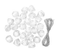 60pcs Acrylic Christmas Hanging Ornaments with String, round Crystal
