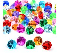 60pcs Acrylic Diamond Gems Pirate Plastic Gems Large Acrylic Gems Jewels Bulk Treasure Chest Hunt Party Favors 25 Carat (Multicolor)