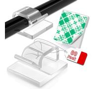 60PCS Adhesive Cable Clips, Heavy-Duty Cord Clips for Cable Management, Outdoor Christmas Light Clips Hooks, Traceless Clear Wire Holders Cord Organizer for Wall, Desk, LED, Car(Small)
