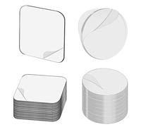 60PCS Adhesive Pads White, 40mm Extra Strong Double Sided Sticky Pads Heavy Duty Clear Adhesive Mounting Pads 30 PCS Square Sticky Pads Waterproof Double Adhesive Pads Strong Round Foam Pads for Wall
