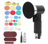 60Pcs Air Sander Eccentric Pneumatic Grinder, AT - 1500H60 with Adjustable Speed and 3mm Orbit for Metal Polishing Rust Removal, Includes Sanding Discs Pads for Auto (American Valve)
