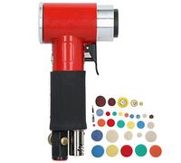 60Pcs Air Sander Eccentric Pneumatic Sander, Pneumatic Polisher with 3mm Orbit for Detail Polishing Waxing Rust Removal, Includes 1/2/3 Inch Pads and Sandpaper for Auto (European Style Valve)