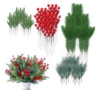 60Pcs Artificial Christmas Picks, Artificial Green Pine Needles