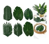 60Pcs Artificial Tropical Leaves, 6 Size Fake Monstera Leaf for Party Decor | Imitation Palm Leaves Banana Leaf for Hawaiian Luau Safari Jungle Party Beach Theme BBQ Birthday WedddingsDecor