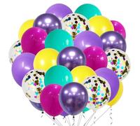 60pcs Assorted Color rainbow Balloons, 12 Inch Metallic Purple Pink blue Yellow Confetti Balloons for Birthday Party Festivals Decorations