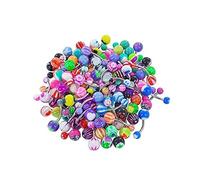 60pcs Assorted Piercing Balls Colorful Nipple Tongue Ring Bars Professional Body Piercing Jewelry Multi Usage Belly Button Rings Mixed Color
