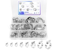 60Pcs Assorted Sizes Hose Clamps Kit, 304 Stainless Steel Adjustable 6-38mm Range Worm Gear Hose Clamp Perfect for Plumbing, Automotive and Mechanical Applications