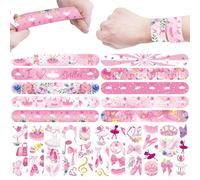 60PCS Ballerina Party Set, 30PCS Temporary Tattoos, 30PCS Slap Bracelets, Ballet Themed Birthday Supplies, Women Dance Party decoration, Baby Shower Gifts, Classroom Rewards, Decor for Kids