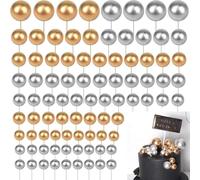 60PCS Balloon Cake Toppers - Black and Gold Foam Ball Decorations for Birthday, Wedding, and Party Cakes - Perfect for Cake Decorating and Special Occasions