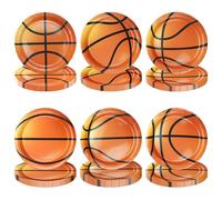 60Pcs Basketball Party Plates - 9" Disposable Paper Dinner Plates with 6 Basketball Patterns for Kids Sports Event & Baby Basketball Party Decorations