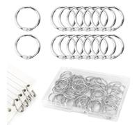 60pcs Binder Rings,Metal Rings,20mm Loose Leaf Book Rings for Files,Photo Albums,Scrapbooks,Flashcards,Keychains - Durable Silver Office, School, Home Supplies