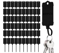 60Pcs Black Blank Waterproof Plastic Tags Label Seal Shipping Tags Key Storage Marker Ties
