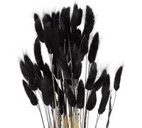 60pcs Black Dried Rabbit Tails Bunny Tail Flowers Floral Decor | Charming Natural Stems for Vases and Centrepieces, Creative Bouquet Making, Stylish Living Room Displays, Christmas Events