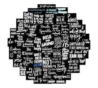 60pcs Black Inspirational English Graffiti Aesthetic Stickers Vinyl Waterproof Decals DIY Decorative Luggage Laptop Scrapbook Stickers for Adults Girls Teens