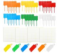 60Pcs Blank Waterproof Plastic Tags, Label Seal Shipping Tags Reusable Writable with Zip Tie for Labeling Luggage, White, Yellow, Red, Orange, Blue, Green 2.48 x 1.46 Inch