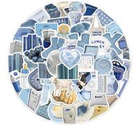 60pcs Blue Aesthetic Stickers Laptops Cute Cartoon INS Trendy Waterproof Vinyl Journal Water Bottle Scrapbook Travel Case Phone Graffiti Decals