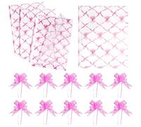 60pcs Bow Wrapping Paper, 14x20 Inch Tissue Paper for Wrapping Gifts with 10 Pcs Bow, Pink Bow Design, Gift Wrapping Supplies for Party Decorations, DIY Projects, Wedding, B-aby Shower, Holidays