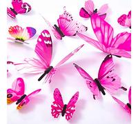 60PCS Butterfly Wall Decals - 3D Butterflies Decor for Wall Removable Mural Stickers Home Decoration Kids Room Bedroom Decor (Pink)
