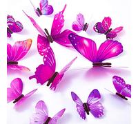 60PCS Butterfly Wall Decals - 3D Butterflies Decor Home Decoration Kids Room Bedroom Decor (Purple)