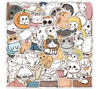60Pcs Cartoon Cat Stickers for Kids Vinyl Waterproof Animals Stickers for Water Bottle Laptop Skateboard Bicycle Luggage Guitar Cup Decals