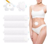 60pcs Castor Oil Patch Belly Button Wrap Pad Stickers, Self-Adhesive Organic Castor Oil Belly Button Wrap Cover Kit Waterproof Abdominal Compress Patches (White)