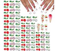 60PCS Cherry Nail Charms, 3D Nail Art Accessories Fruit Nail Charm Nail Rhinestones Gems Vintage Metal Nail Art Decorations Nail Jewelry for DIY Nail Accessories